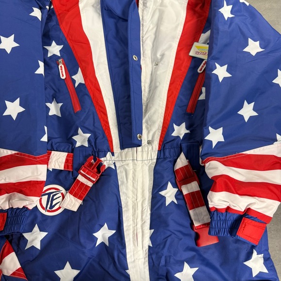Tipsy Elves Ski Suit Mens L American Flag USA Stars Stripes One Piece Snow Suit - Picture 7 of 9